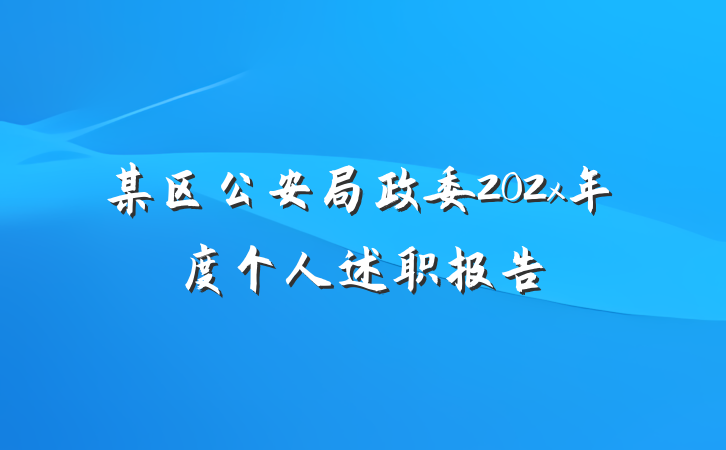 某区公安局政委202x年度个人述职报告
