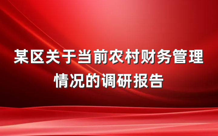 某区关于当前农村财务管理情况的调研报告
