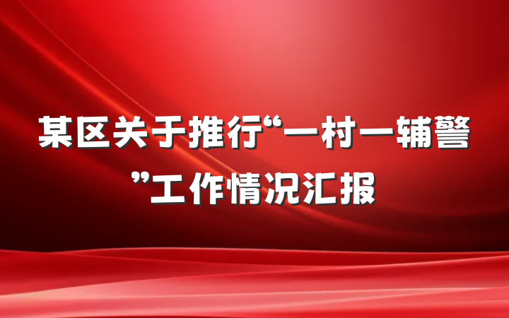 某区关于推行“一村一辅警”工作情况汇报