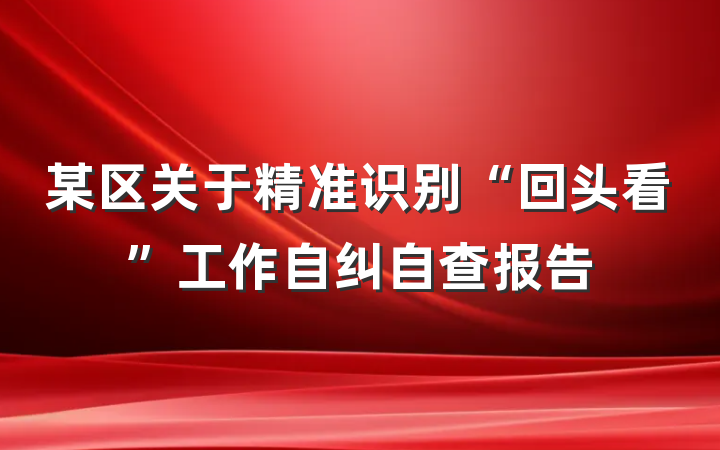某区关于精准识别“回头看”工作自纠自查报告
