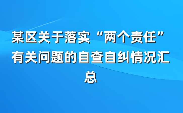 某区关于落实“两个责任”有关问题的自查自纠情况汇总