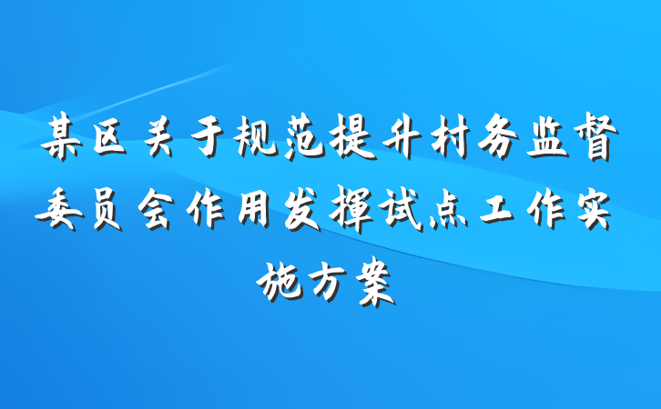 某区关于规范提升村务监督委员会作用发挥试点工作实施方案