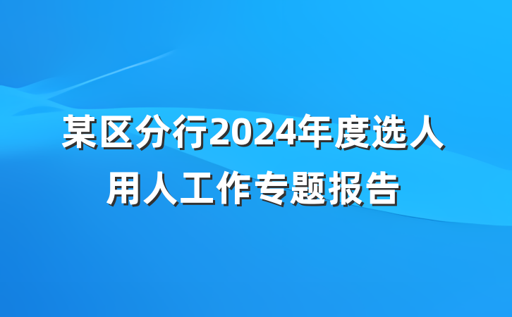 某区分行2024年度选人用人工作专题报告
