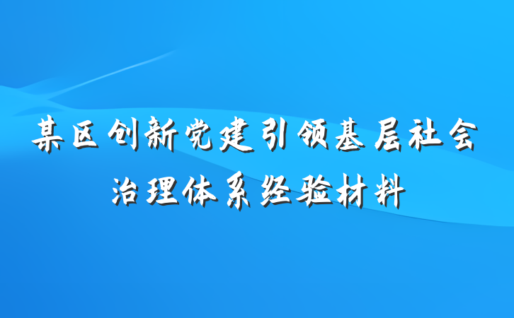 某区创新党建引领基层社会治理体系经验材料