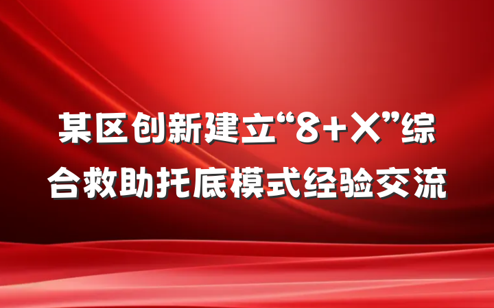 某区创新建立“8+X”综合救助托底模式经验交流
