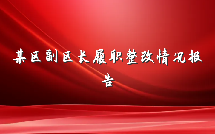 某区副区长履职整改情况报告