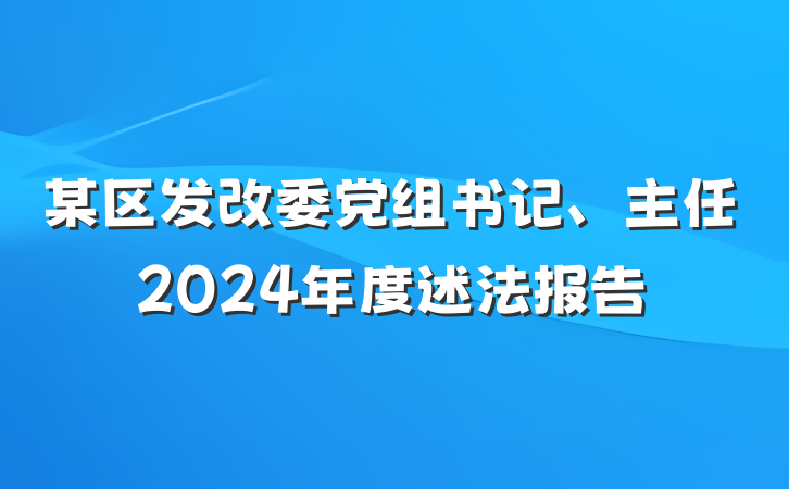 某区发改委党组书记、主任2024年度述法报告