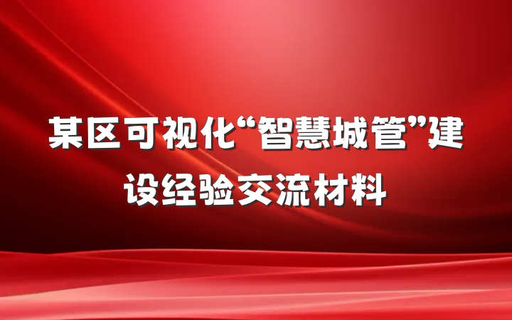 某区可视化“智慧城管”建设经验交流材料
