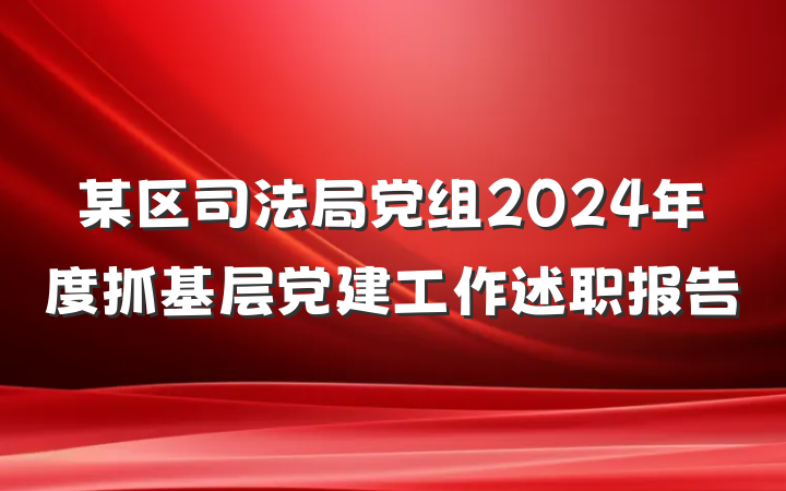 某区司法局党组2024年度抓基层党建工作述职报告