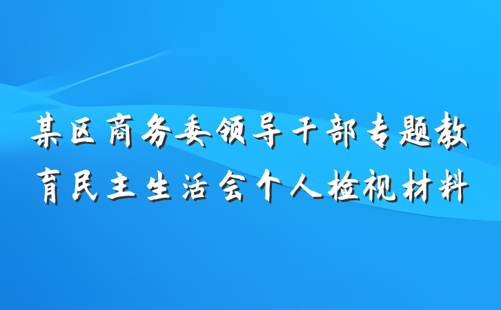 某区商务委领导干部专题教育民主生活会个人检视材料