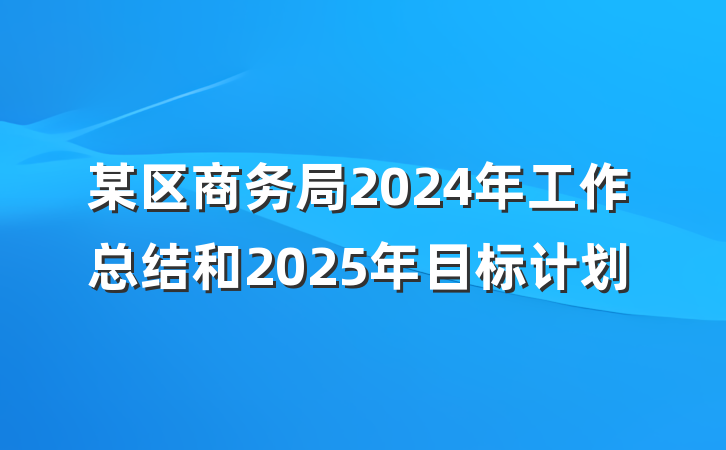 某区商务局2024年工作总结和2025年目标计划