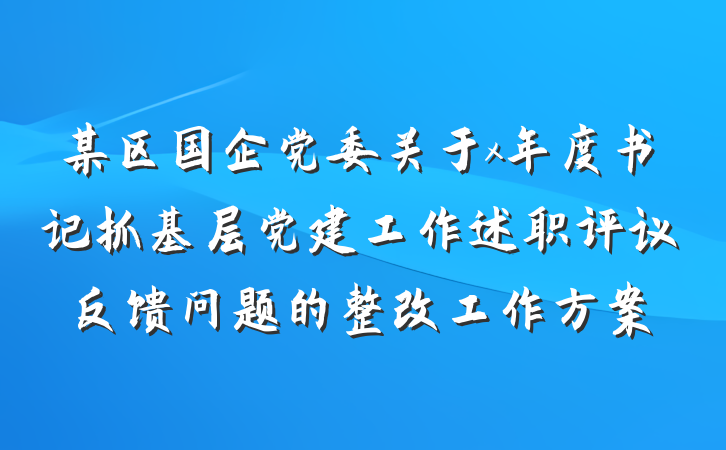 某区国企党委关于x年度书记抓基层党建工作述职评议反馈问题的整改工作方案