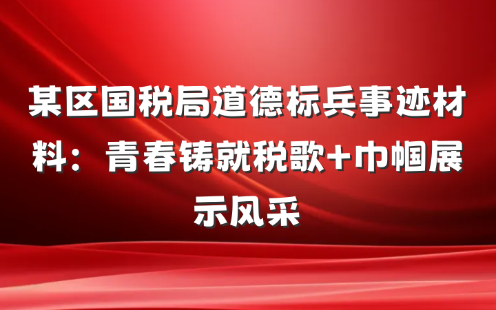 某区国税局道德标兵事迹材料：青春铸就税歌 巾帼展示风采