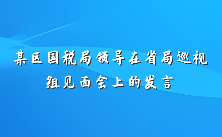 某区国税局领导在省局巡视组见面会上的发言