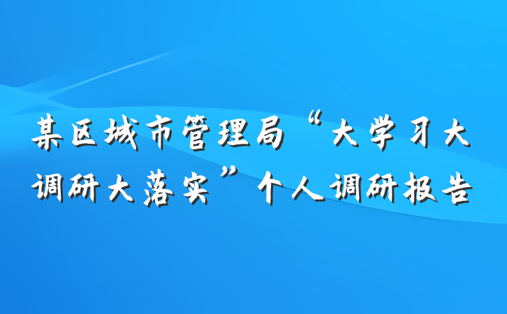 某区城市管理局“大学习大调研大落实”个人调研报告