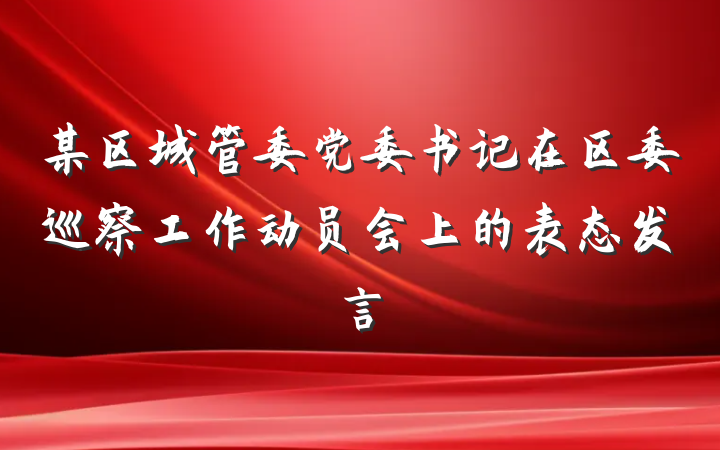 某区城管委党委书记在区委巡察工作动员会上的表态发言