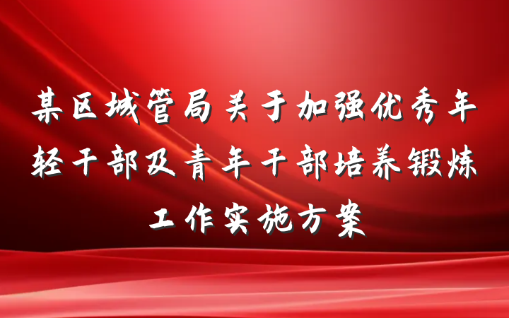 某区城管局关于加强优秀年轻干部及青年干部培养锻炼工作实施方案