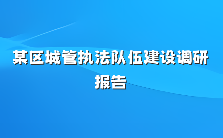 某区城管执法队伍建设调研报告