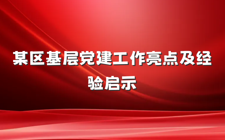 某区基层党建工作亮点及经验启示