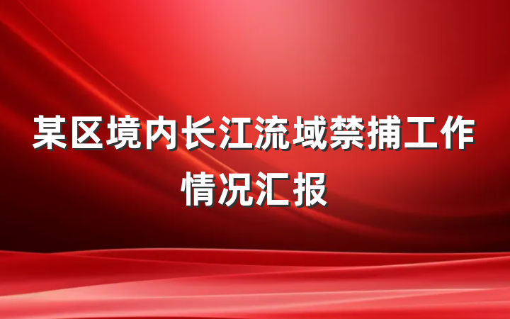 某区境内长江流域禁捕工作情况汇报