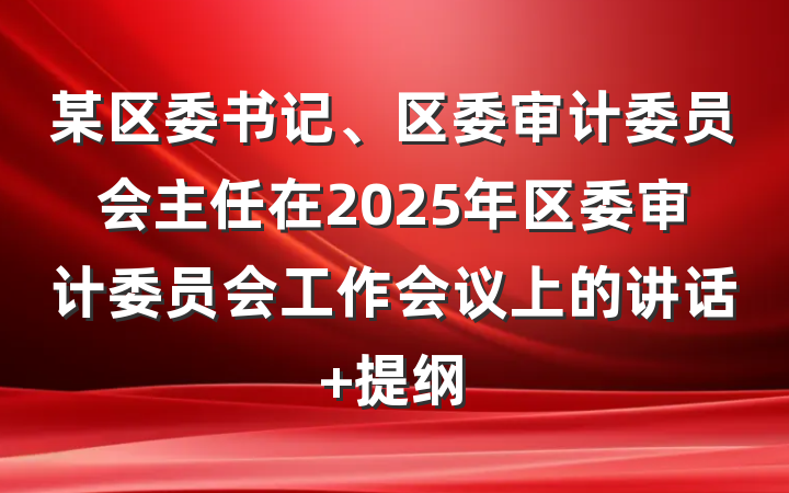 某区委书记、区委审计委员会主任在2025年区委审计委员会工作会议上的讲话 提纲