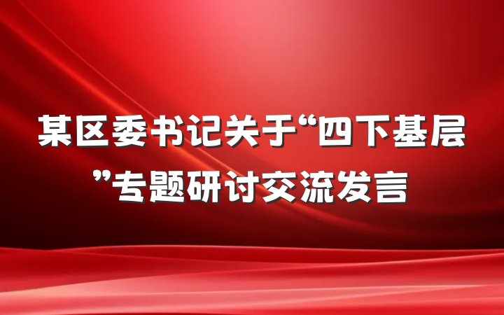 某区委书记关于“四下基层”专题研讨交流发言