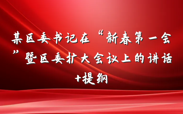 某区委书记在“新春第一会”暨区委扩大会议上的讲话 提纲