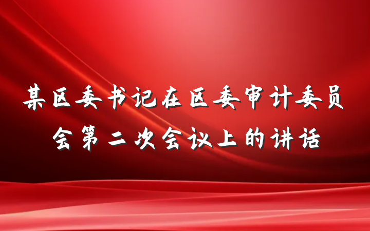 某区委书记在区委审计委员会第二次会议上的讲话