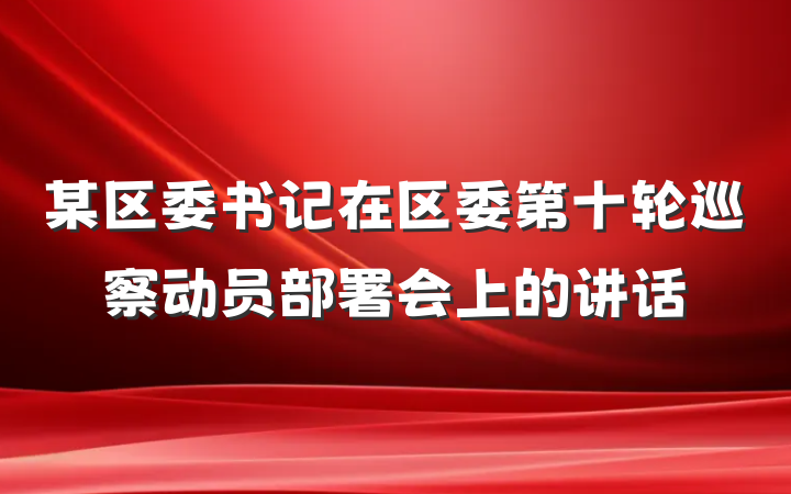 某区委书记在区委第十轮巡察动员部署会上的讲话