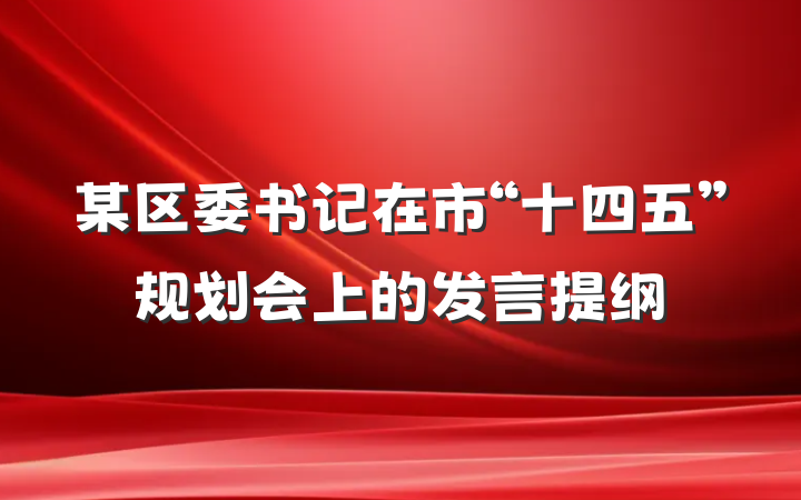 某区委书记在市“十四五”规划会上的发言提纲