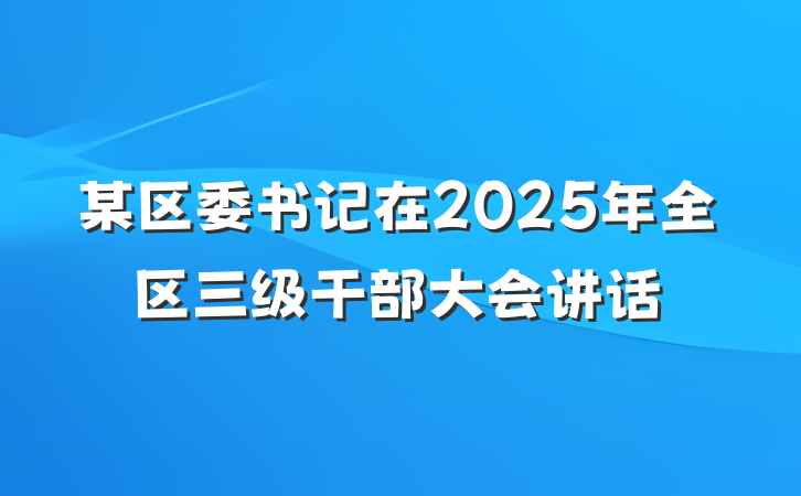 某区委书记在2025年全区三级干部大会讲话