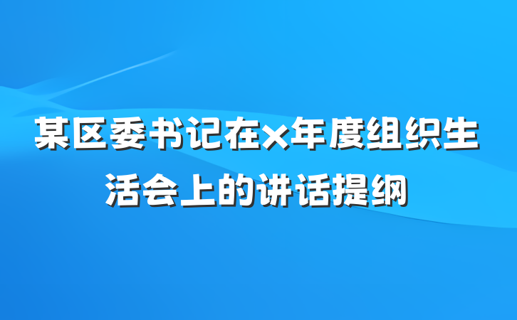 某区委书记在x年度组织生活会上的讲话提纲