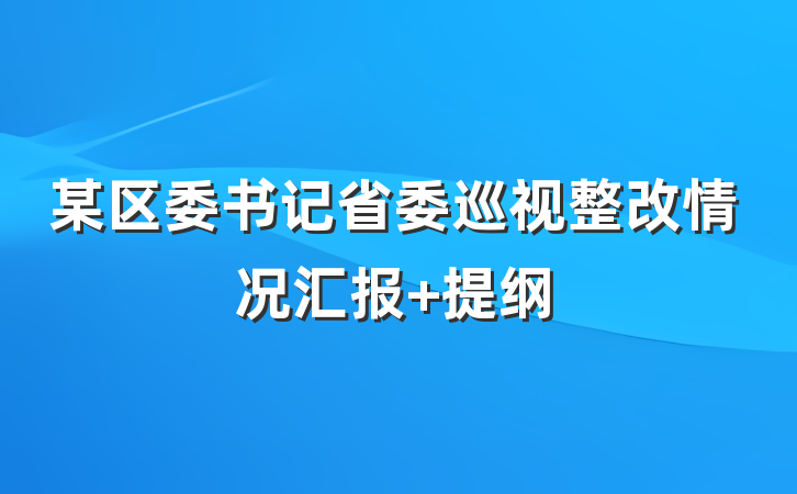 某区委书记省委巡视整改情况汇报 提纲
