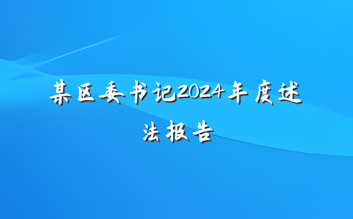 某区委书记2024年度述法报告