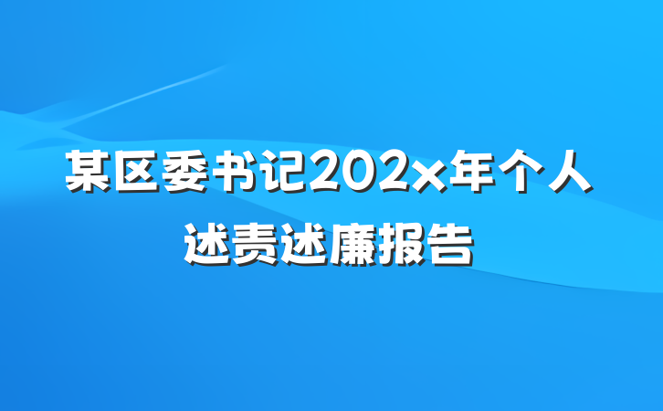 某区委书记202x年个人述责述廉报告
