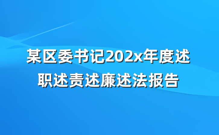 某区委书记202x年度述职述责述廉述法报告