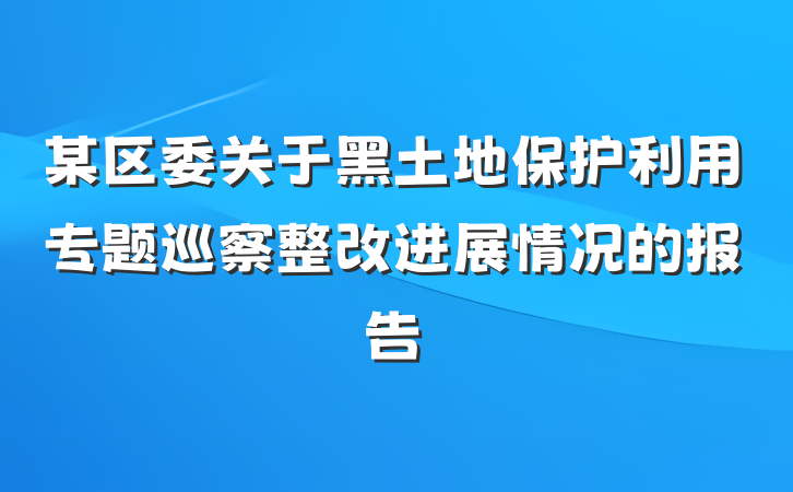 某区委关于黑土地保护利用专题巡察整改进展情况的报告