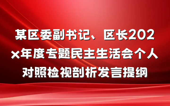 某区委副书记、区长202x年度专题民主生活会个人对照检视剖析发言提纲