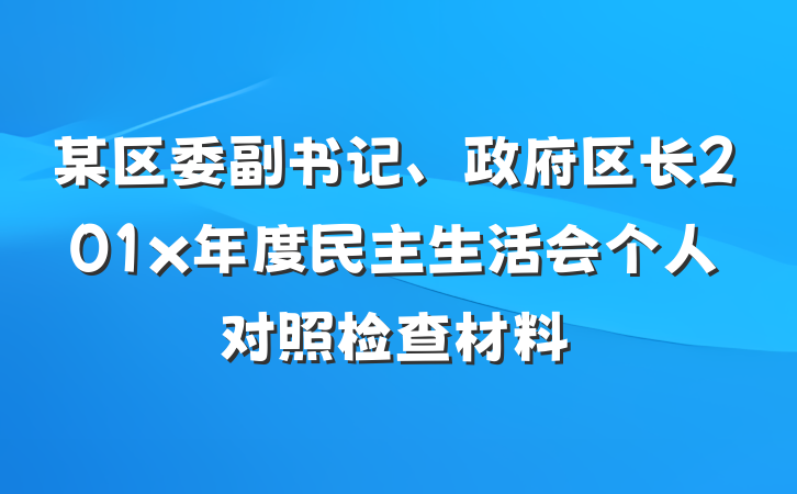 某区委副书记、政府区长201x年度民主生活会个人对照检查材料