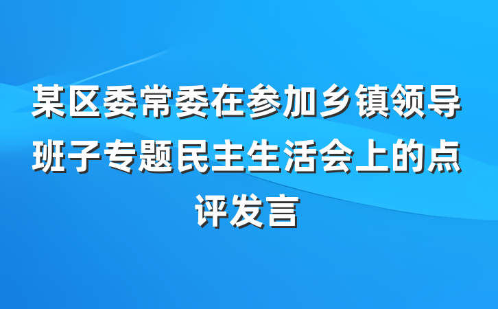 某区委常委在参加乡镇领导班子专题民主生活会上的点评发言