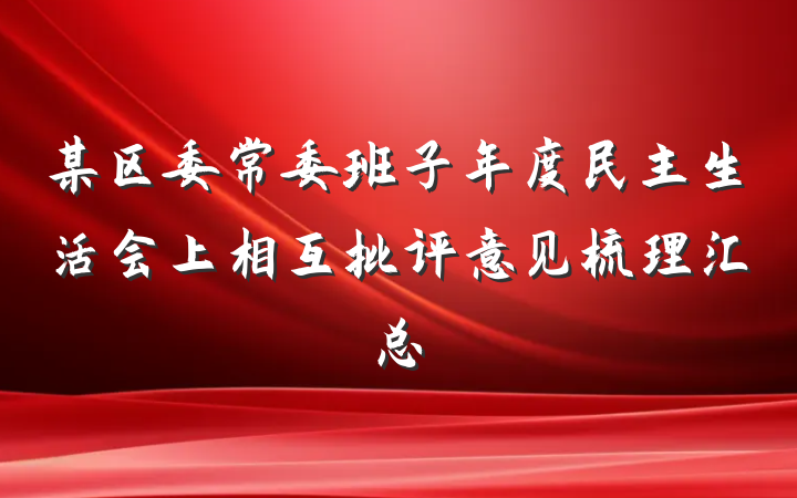 某区委常委班子年度民主生活会上相互批评意见梳理汇总
