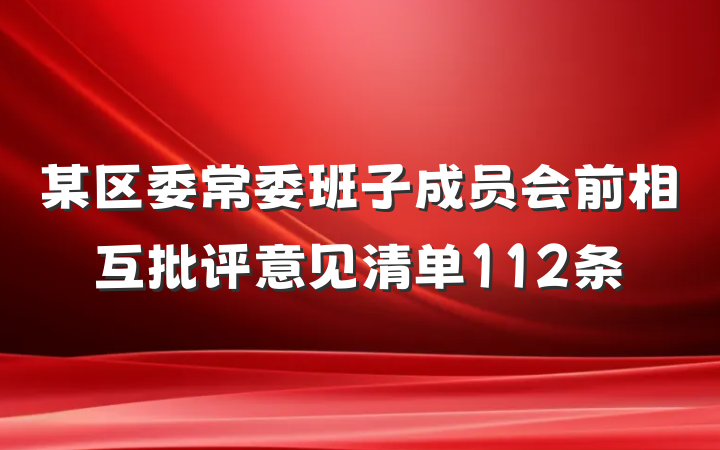 某区委常委班子成员会前相互批评意见清单112条