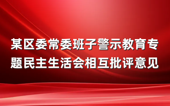 某区委常委班子警示教育专题民主生活会相互批评意见