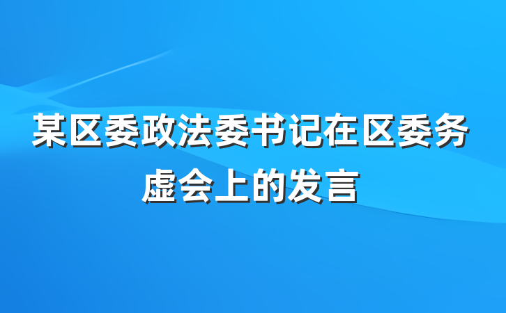 某区委政法委书记在区委务虚会上的发言