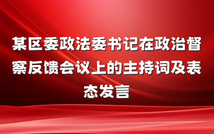 某区委政法委书记在政治督察反馈会议上的主持词及表态发言