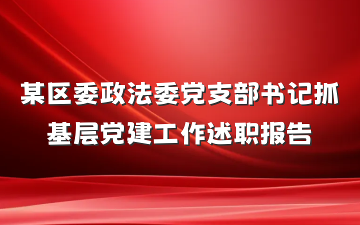 某区委政法委党支部书记抓基层党建工作述职报告
