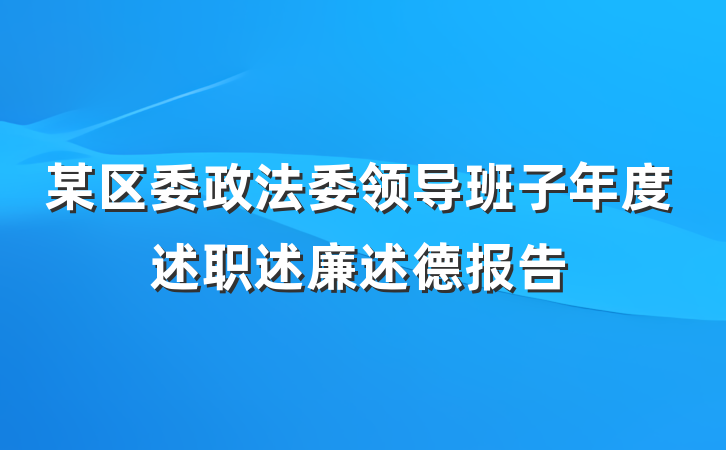 某区委政法委领导班子年度述职述廉述德报告