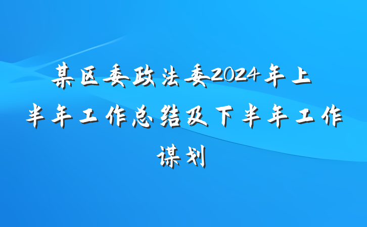 某区委政法委2024年上半年工作总结及下半年工作谋划