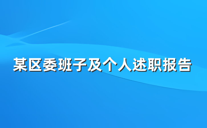 某区委班子及个人述职报告
