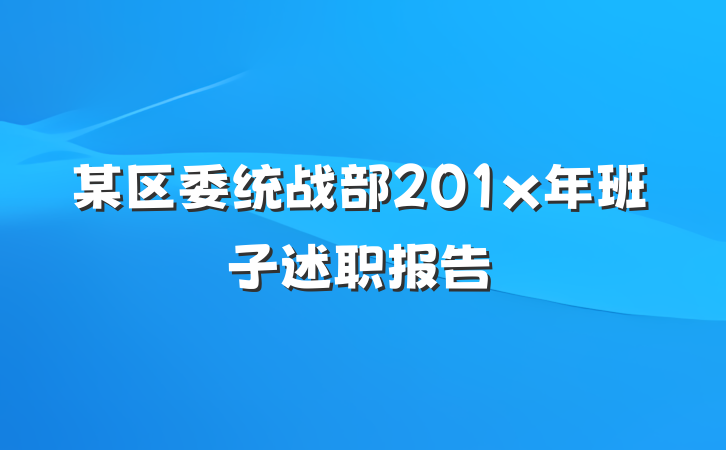 某区委统战部201x年班子述职报告
